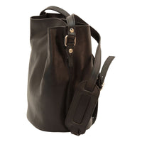Italienische Leder Schultertasche Schwarz – geöffnet, Innenansicht