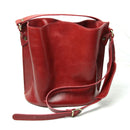 Full grain leather shoulder bag - red-1