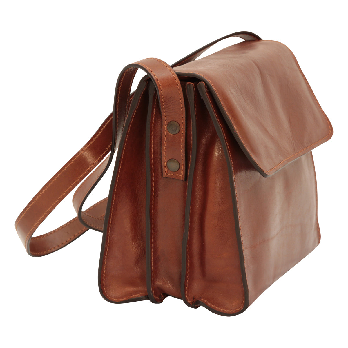 Italienische Schultertasche Kalbsleder Braun