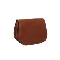 Italienische Damen Ledertasche Teak Braun in Profilansicht