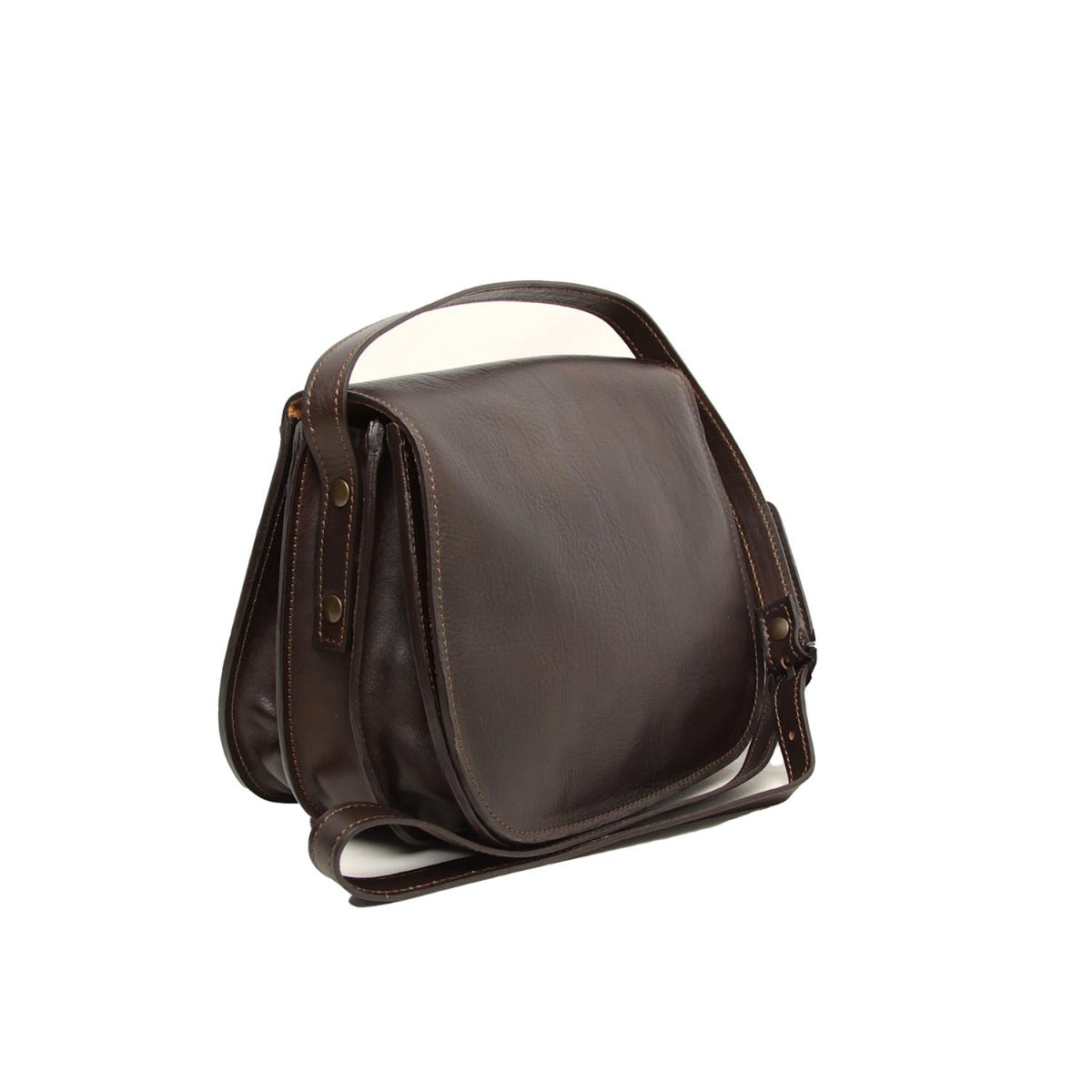 Italienische Damen Schultertasche Leder Braun