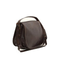 Damen Schultertasche Leder Dunkelbraun Seitenansicht
