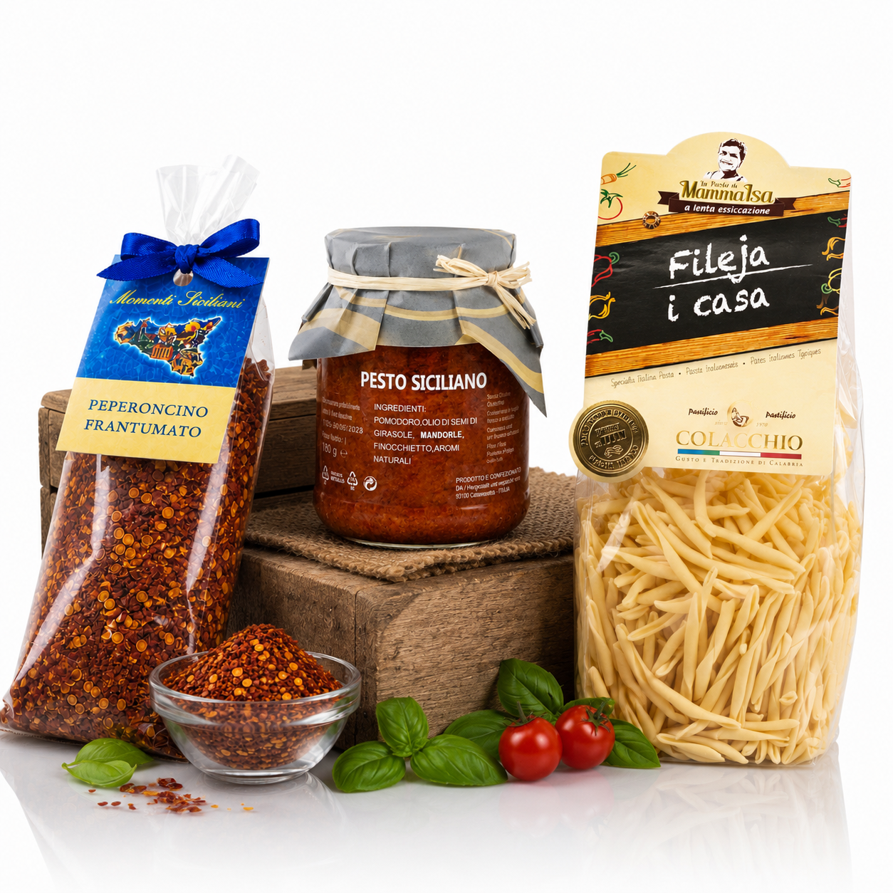 Fileja Calabrese mit Pesto Siciliano und Peperoncino – Italienisches Genuss Paket 🇮🇹