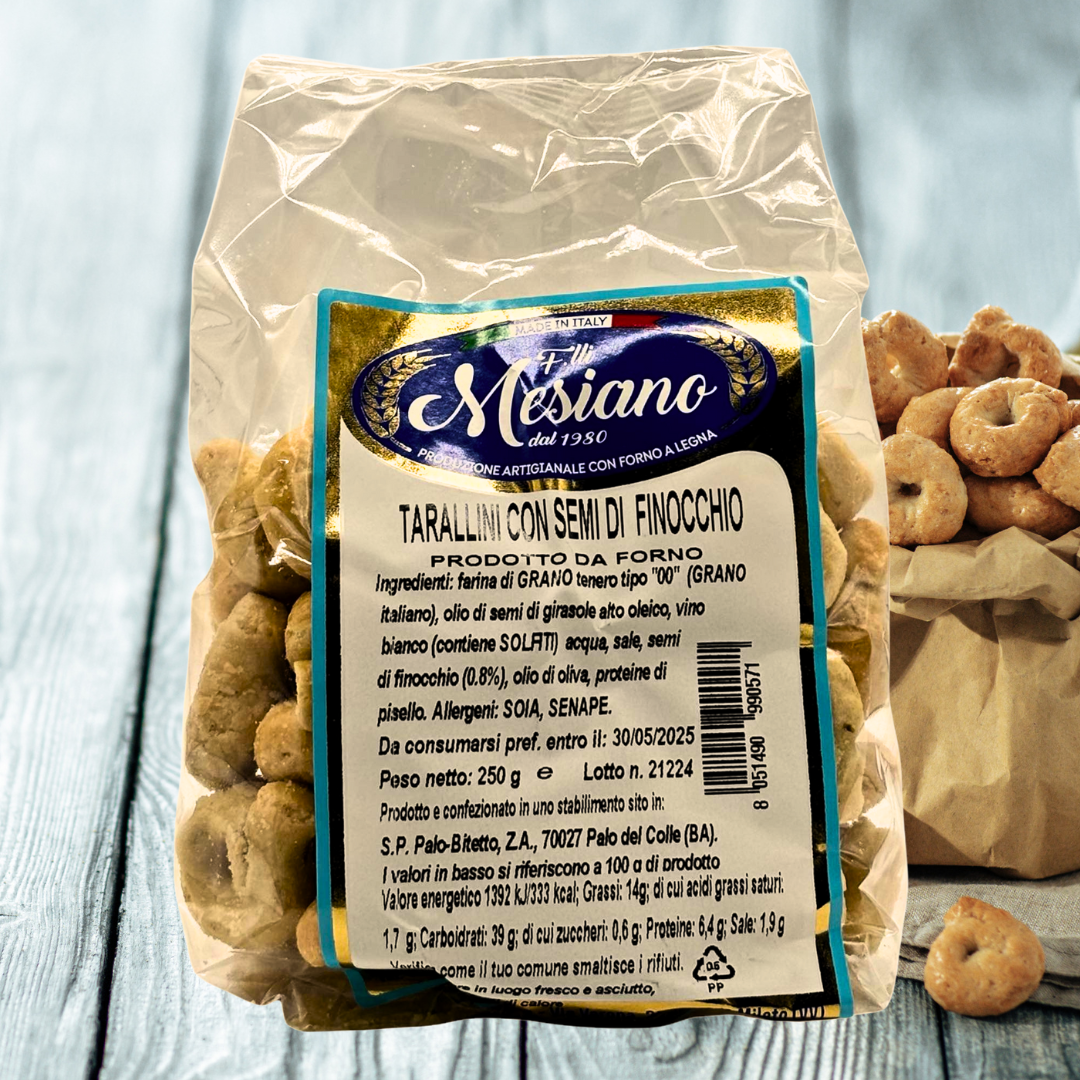 Tarallini mit Fenchelsamen - Italienisches Knabbergebäck, 250g