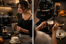 Espresso Maschine DeLonghi mit Milchaufschäumer im Einsatz