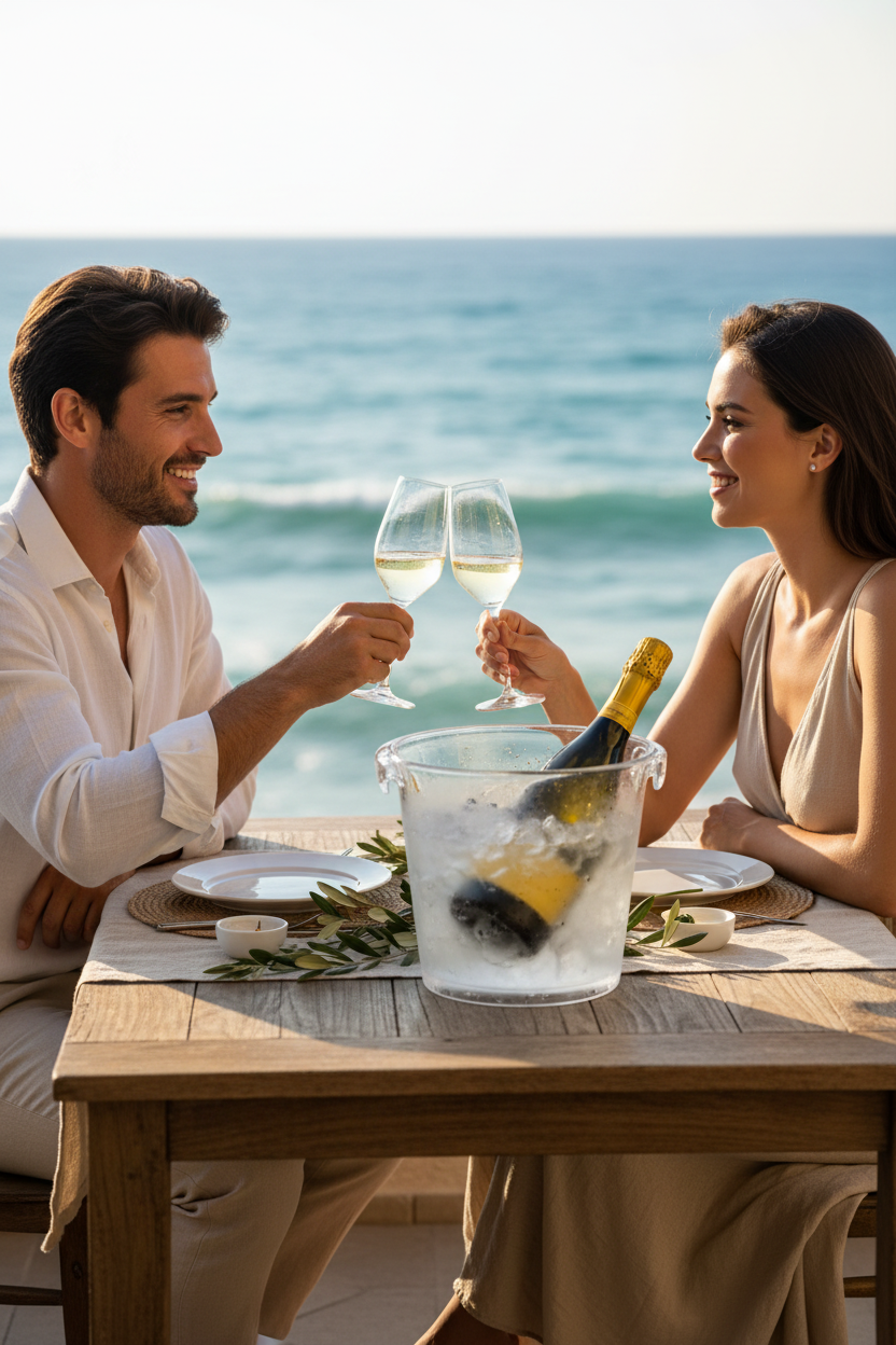 ❤️ Gemeinsam genießen
Ein Glas Prosecco, das Meer im Hintergrund und der perfekte Moment zu zweit.