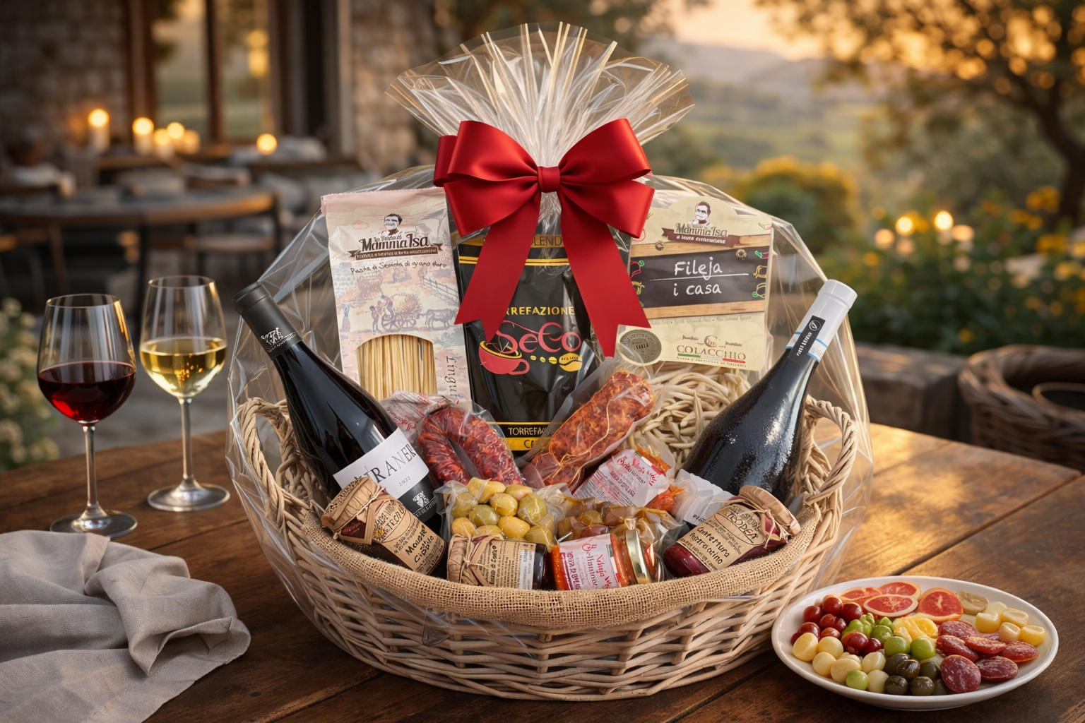 Exklusiver italienischer Präsentkorb mit Delikatessen und Kaffee – hochwertiger Geschenkkorb