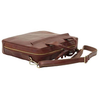 Italienische Leder Aktentasche Herren Braun mit Reißverschluss – Old Angler Firenze, handgefertigte Business Tasche