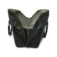 Italienische Leder Reisetasche Herren Schwarz – Old Angler, Seitenansicht