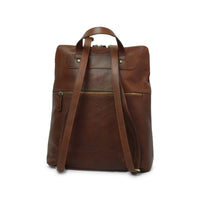 Handgefertigter Leder Rucksack Braun Chestnut – flach liegend mit Details