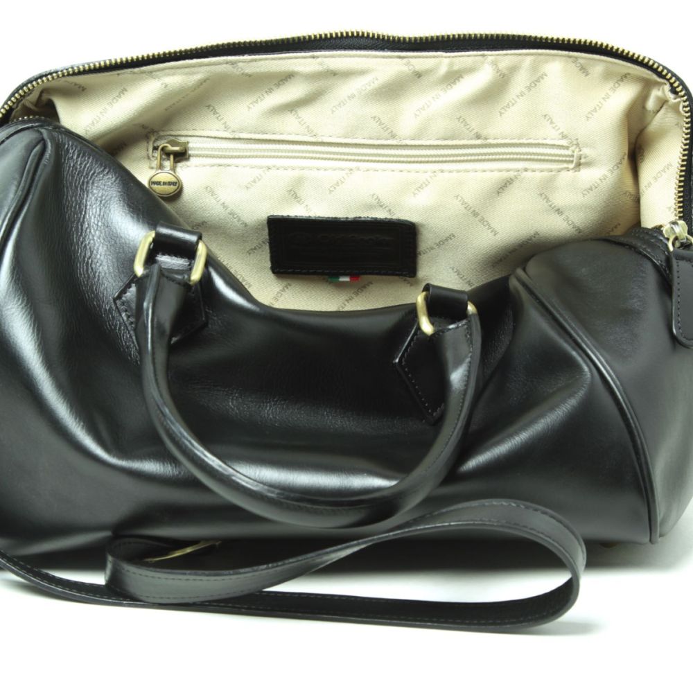 Italienische schwarze Ledertasche