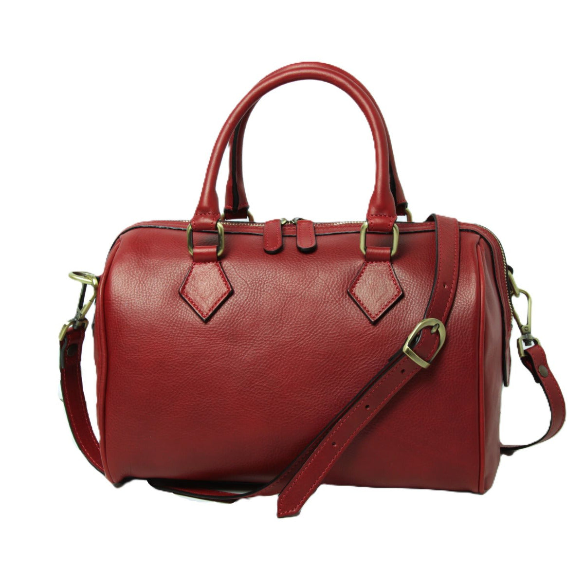 Italienische Damen Schultertasche Leder Rot