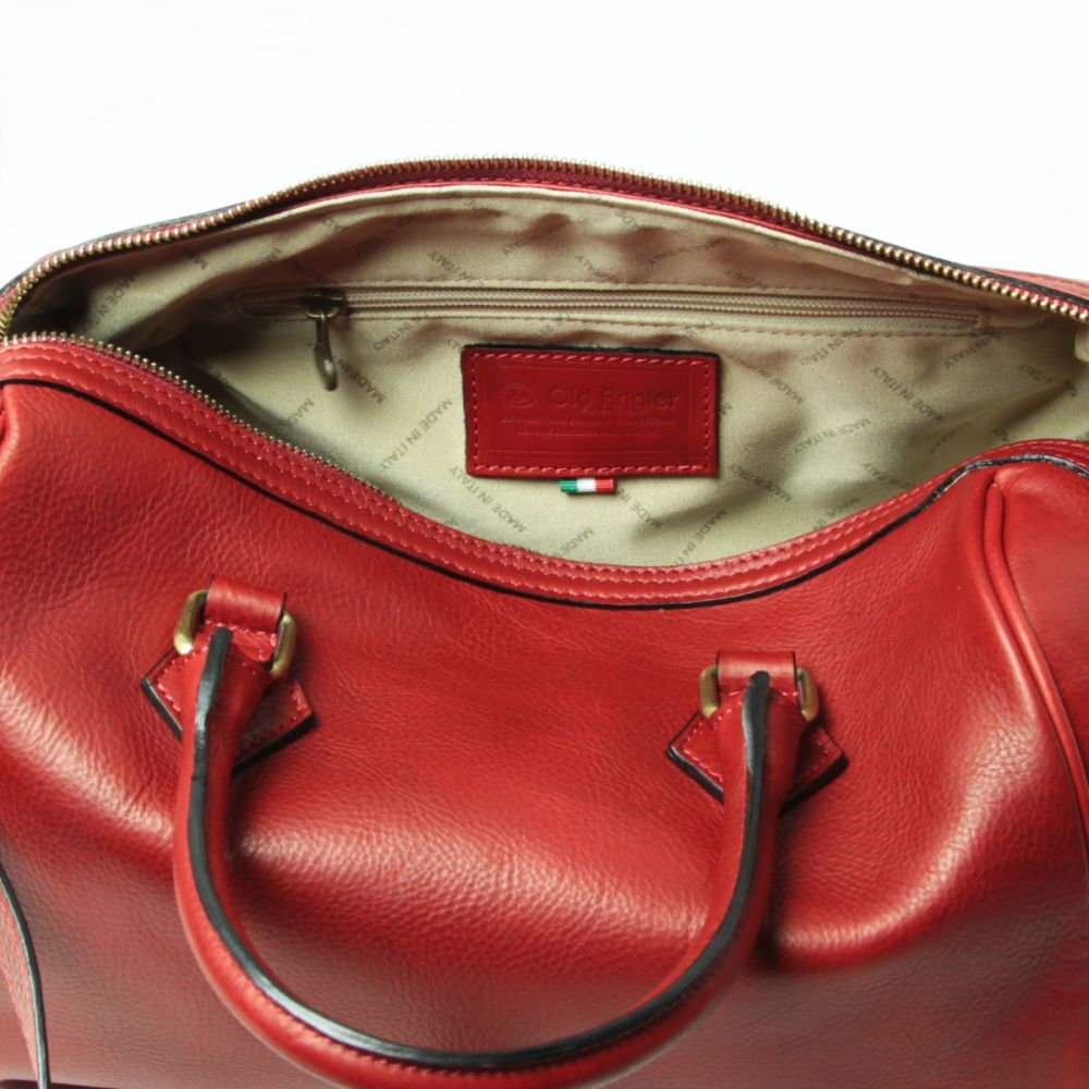 Italienische Damen Schultertasche Leder Rot