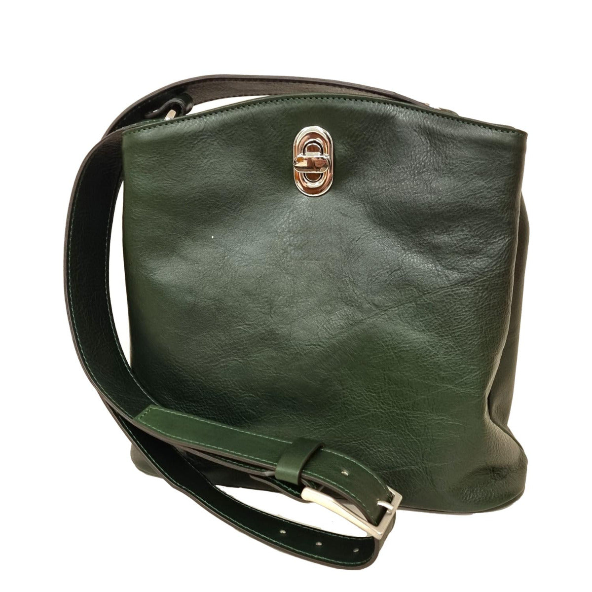 LEATHER BUCKET BAG-GREEN-0