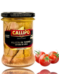 Callipo Thunfischfilets in Olivenöl – hochwertiger italienischer Thunfisch im Glas, ideal für Salate und Pasta – jetzt online kaufen bei Bella Italia Store