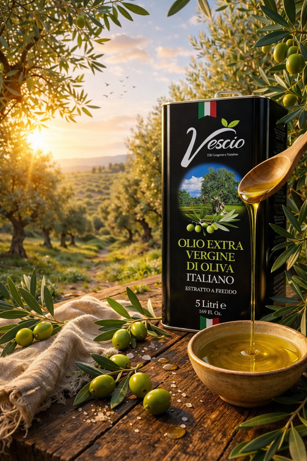 Olivenöl Italien kaufen extra vergine 5 Liter Vescio kaltgepresst Premium Qualität direkt aus Italien