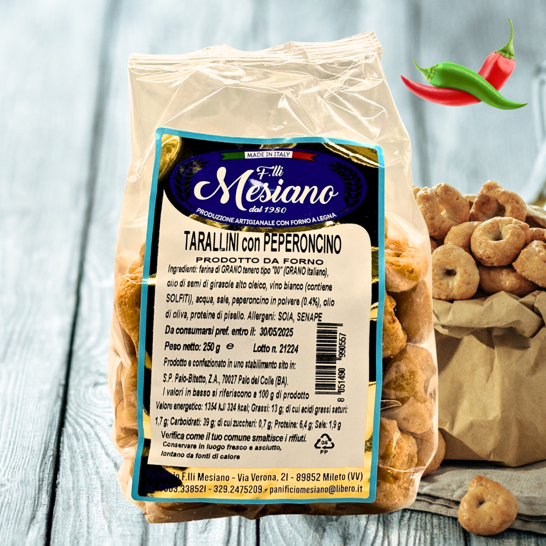 Tarallini mit Peperoncino – Pikante italienische Snacks, 250g