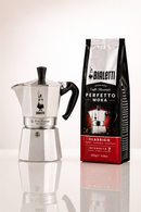 Bialetti Moka Classico 3 Tassen Aluminium mit Perfetto Kaffee – klassischer Espresso Kocher