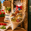     Handgemachter italienischer Feinkostkorb mit sizilianischen Spezialitäten