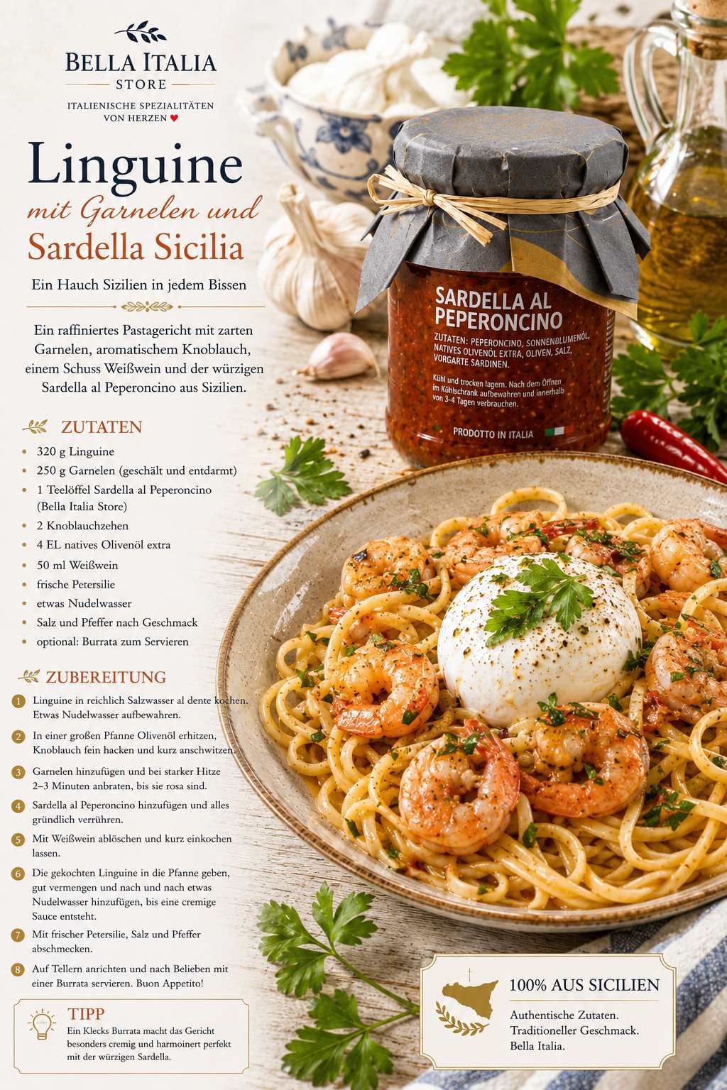 Sardella al Peperoncino aus Sizilien – Pikante italienische Feinkost mit Sardinen & Chili, 180g