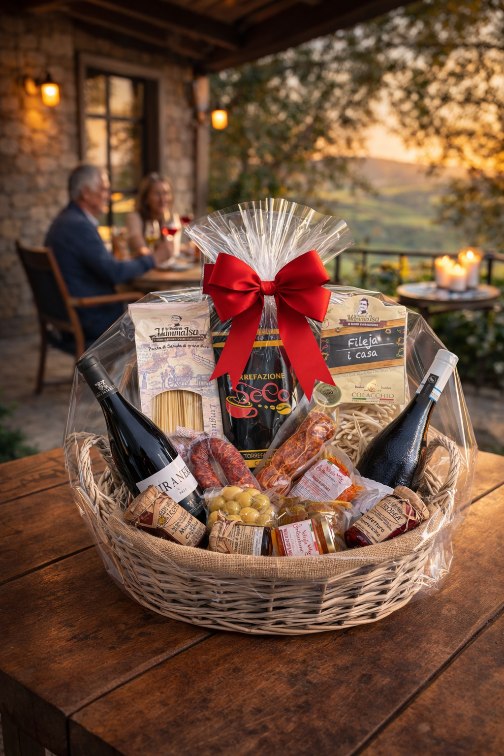 Italienischer Geschenkekorb Premium mit Wein, Feinkost & Delikatessen