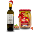 Gourmet Geschenkset aus Italien mit Donna Giovanna Weißwein und Callipo Thunfischfilets in Olivenöl – edle Geschenkidee für Weihnachten