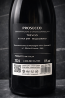 Prosecco DOC Treviso Extra Dry 2024 Montagner Rücketikett mit Produktinformationen, 11% vol, 750 ml, italienischer Schaumwein aus Venetien
