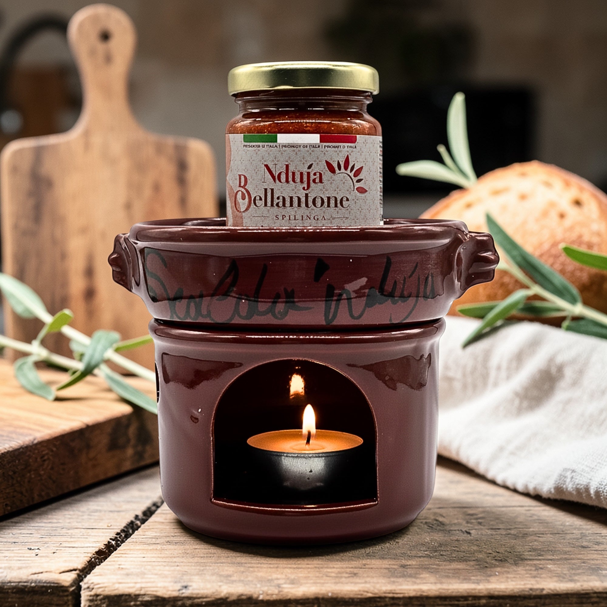 Nduja Set mit Keramik-Erwärmer