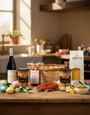 Osterkorb mit italienischen Spezialitäten – Weißwein Madre Goccia, Salsiccia aus Kalabrien, Nduja di Spilinga, Callipo Thunfisch und Lasagne Pasta