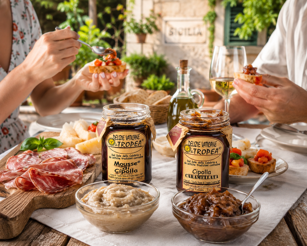 Zwiebelmousse aus Tropea IGP Geschenkset – Cipolla Caramellata & italienische Antipasti aus Kalabrien