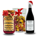 Weihnachtsgeschenk für Genießer – italienisches Feinkost-Set mit Madre Goccia Rotwein, Peperoncino Konfitüre und mediterraner Olivenmischung