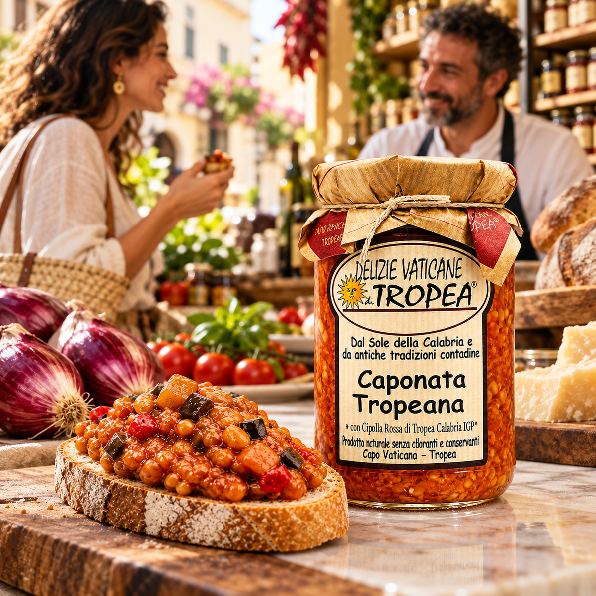 Caponata mit roten Zwiebeln von Tropea – Einkauf im italienischen Feinkostladen