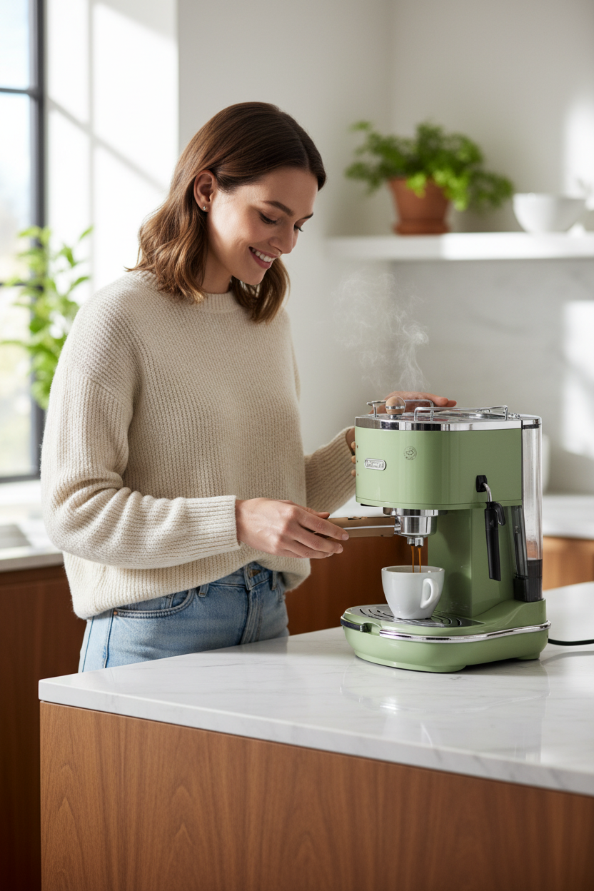     DeLonghi ECOV 310.GR Espressomaschine grün Bedienung Zuhause Kaffeezubereitung