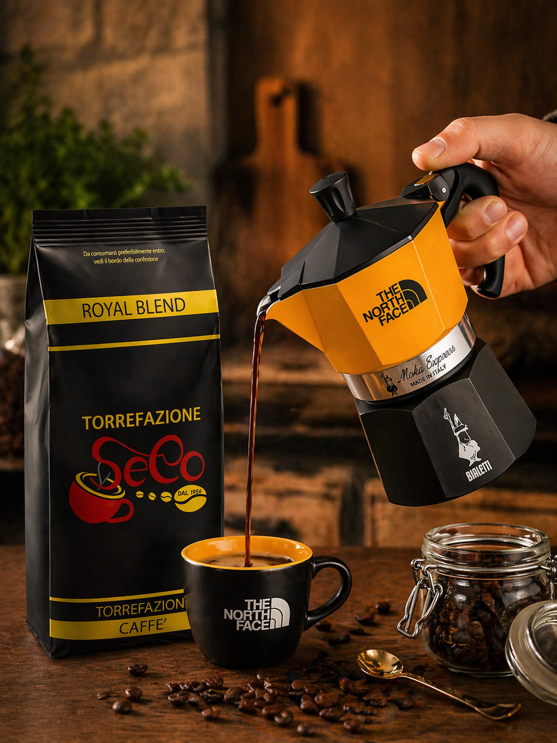 Bialetti Moka Express The North Face Set 3 Tassen – Italienische Kaffeemaschine mit Zubehör Geschenkset