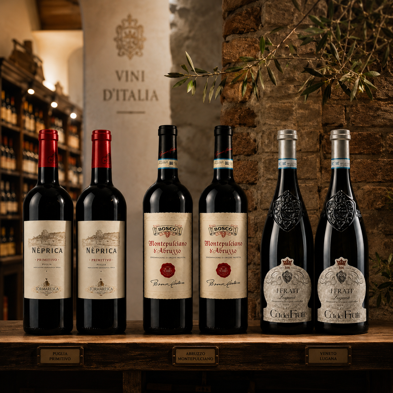 Italienisches Weinpaket – Nèprica Primitivo, Montepulciano d'Abruzzo & Lugana | 6 Flaschen