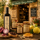 Feinkost Geschenkset aus Italien mit kaltgepresstem Olivenöl, Cipolla Caramellata und Mousse di Cipolla di Tropea