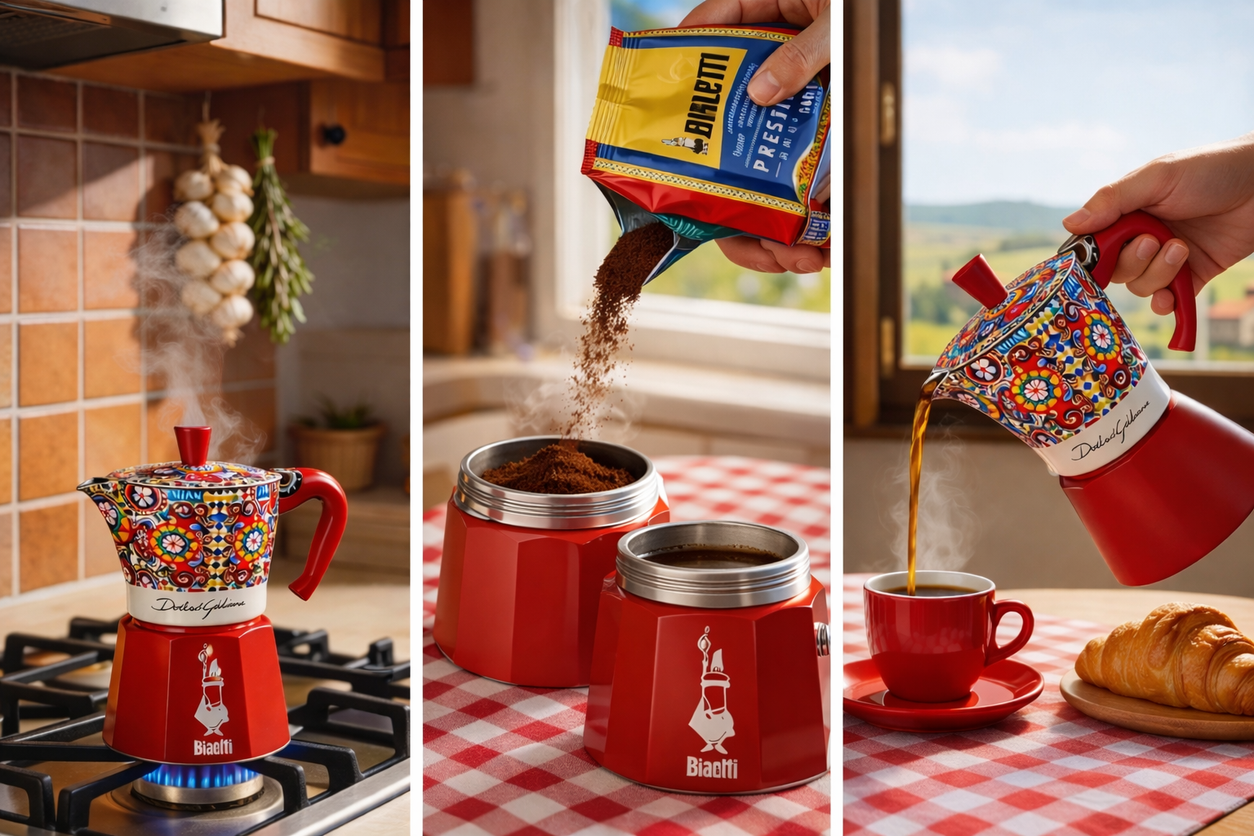 Bialetti Kaffeemaschine Geschenk Set 3 Tassen