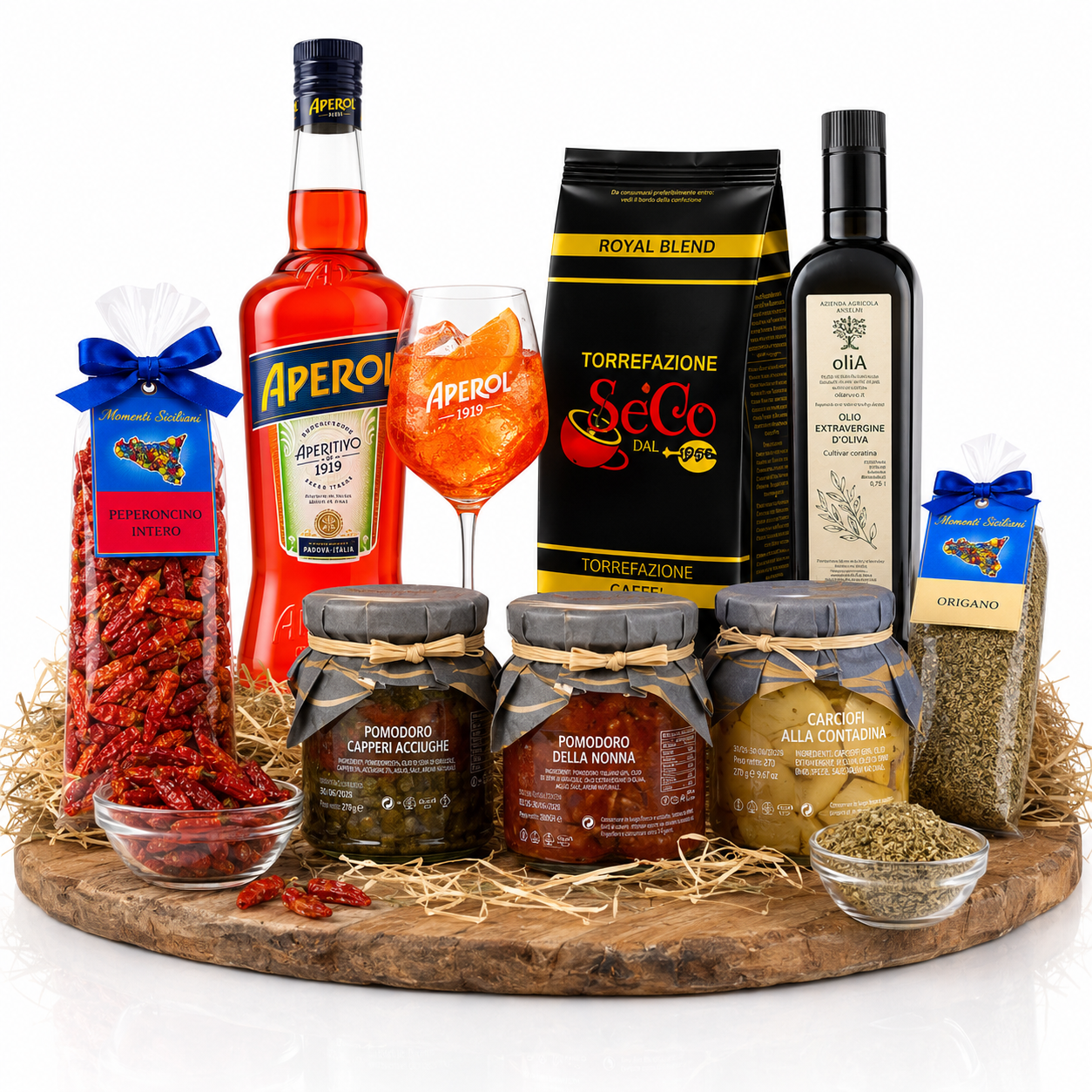 Sommer Genuss Paket Italien mit Aperol, italienischem Kaffee, Olivenöl Extra Vergine und mediterranen Delikatessen