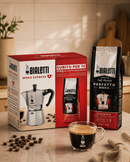 Bialetti Moka Express Set mit Kaffee und Verpackung – italienische Kaffeemaschine 3 Tassen
