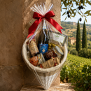    Handgemachter mediterraner Geschenkkorb mit italienischen Spezialitäten