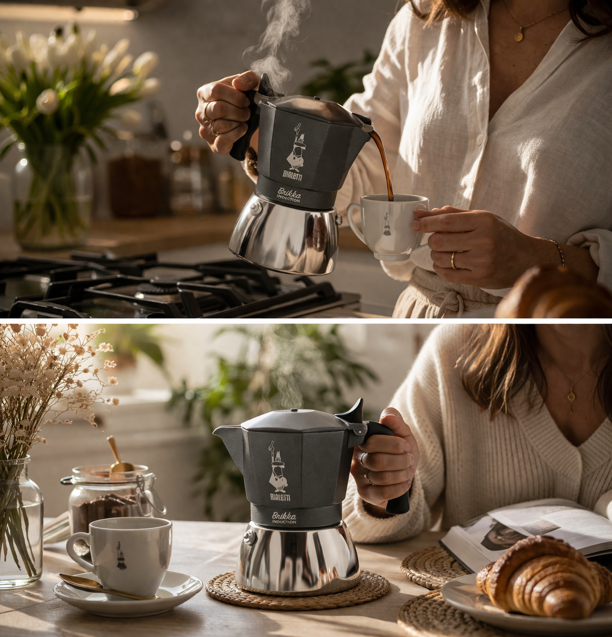 Espresso genießen mit Bialetti Brikka Kaffeemaschine Italien Stil

