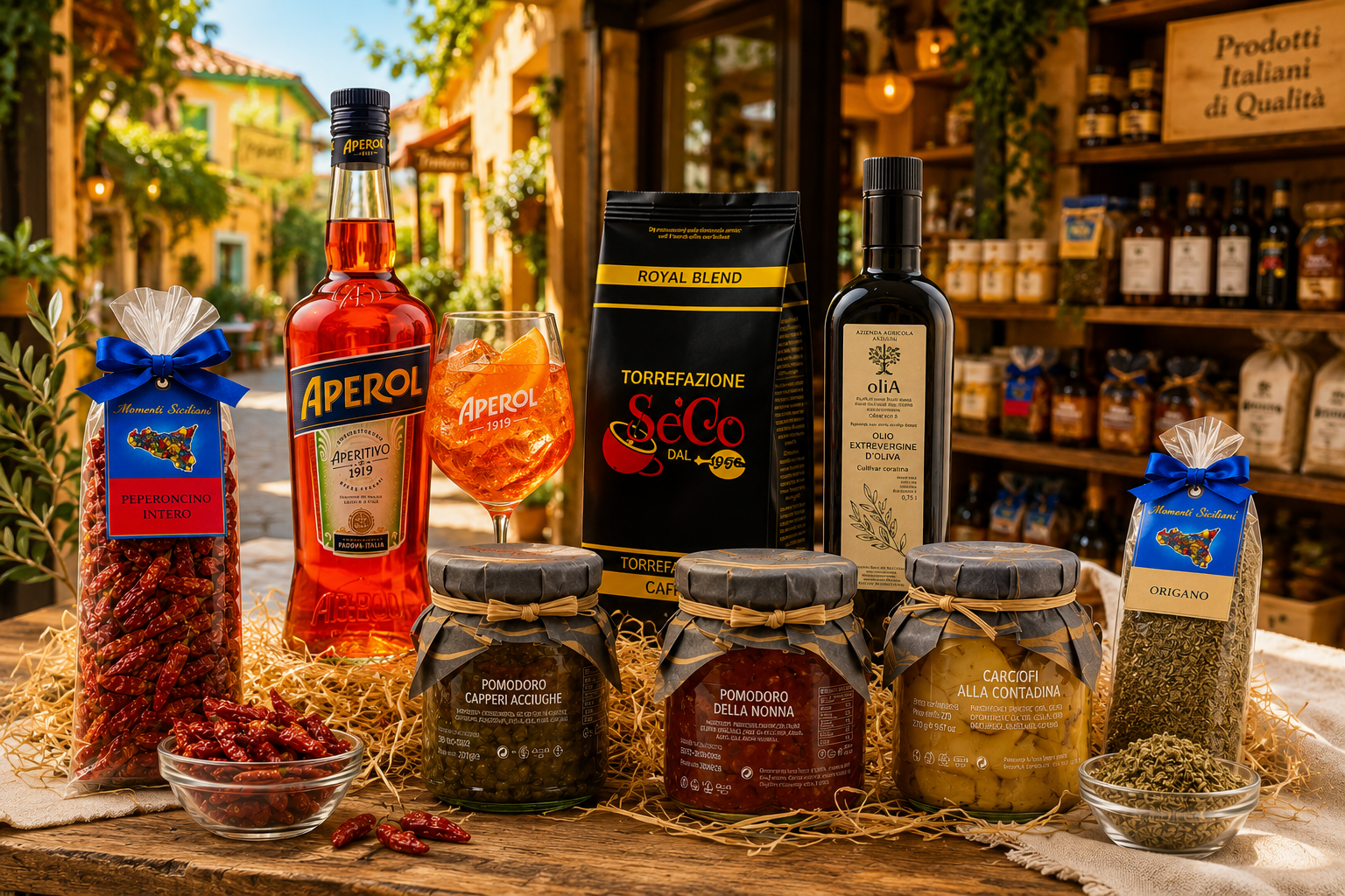 Premium Delikatessen Paket aus Italien mit Olivenöl, Saucen, Artischocken und original italienischen Gewürzen