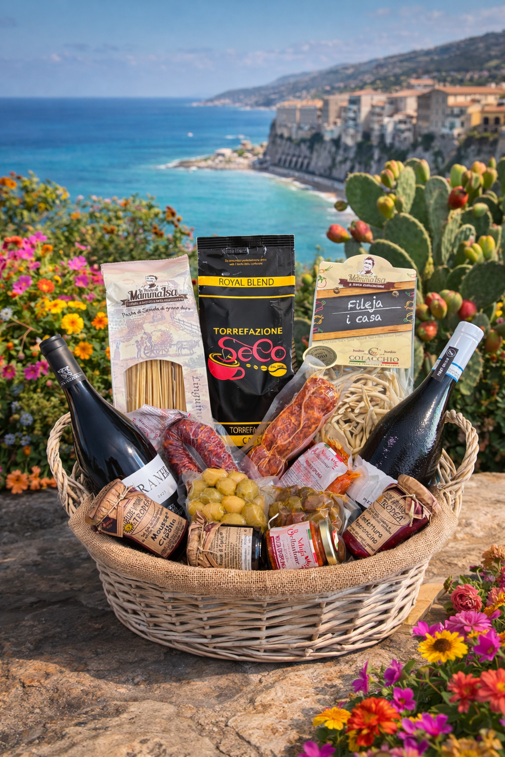 Italienischer Geschenkekorb Premium mit Wein, Feinkost & Delikatessen
