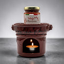 Nduja Bellantone Spilinga im Glas auf Keramik-Stövchen mit Kerze – originale kalabrische Nduja Spezialität Bella Italia Store
