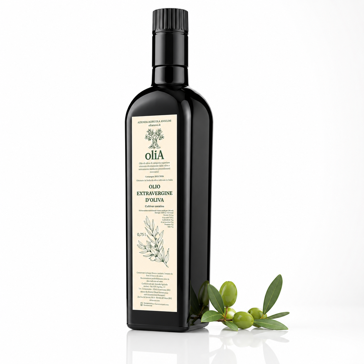 Olia Olio Extravergine d’Oliva 750 ml – kaltgepresstes Olivenöl aus Apulien mit italienischen Oliven