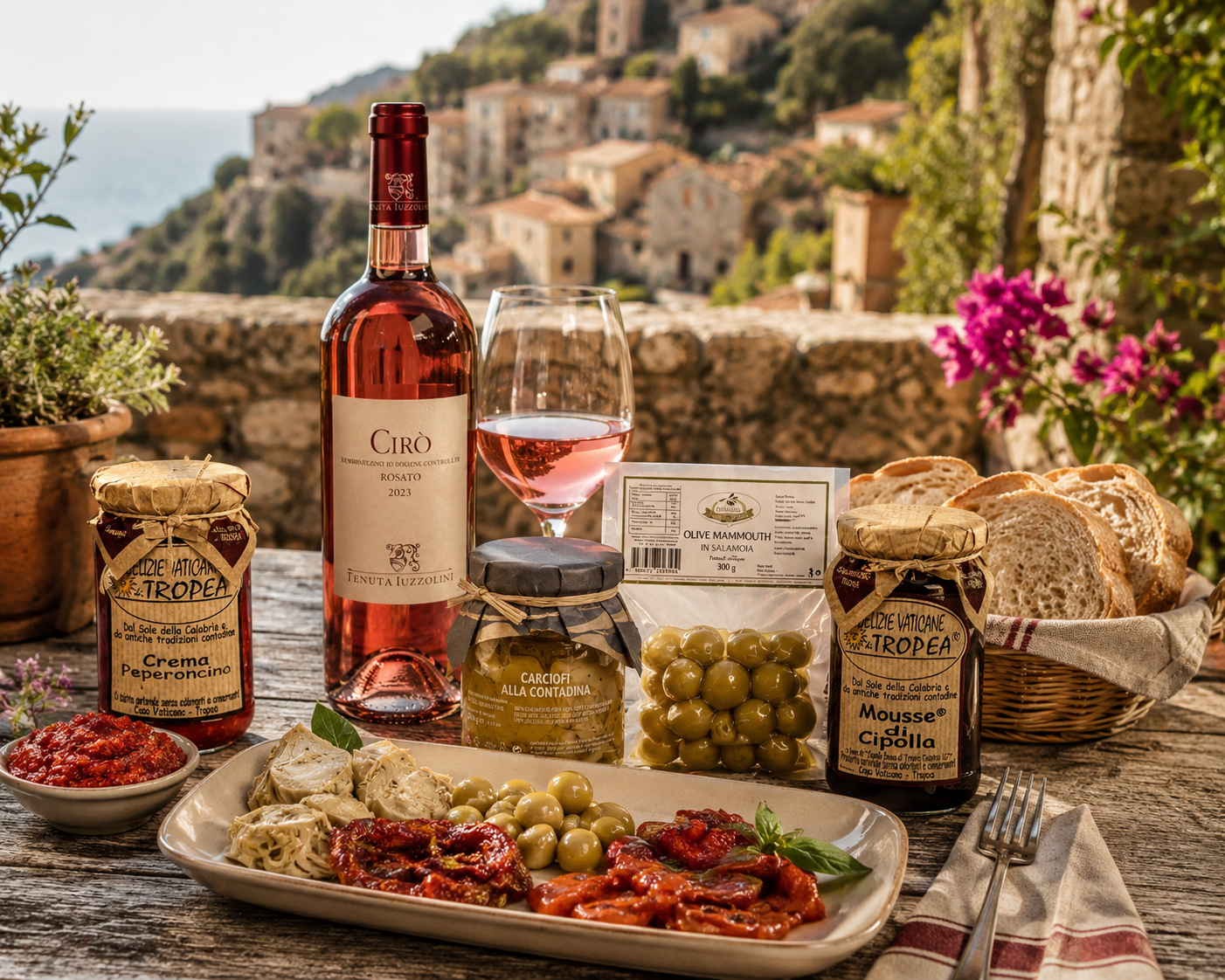 Italienischer Geschenkartikel mit Cirò Rosato & Feinkost