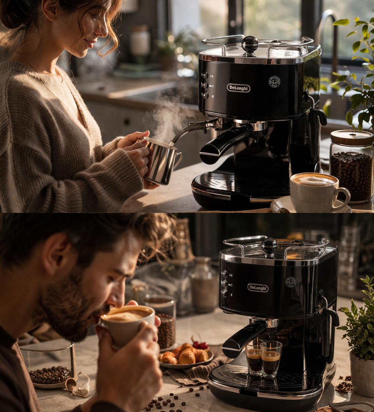 Espresso und Milchaufschäumen mit DeLonghi Gerät