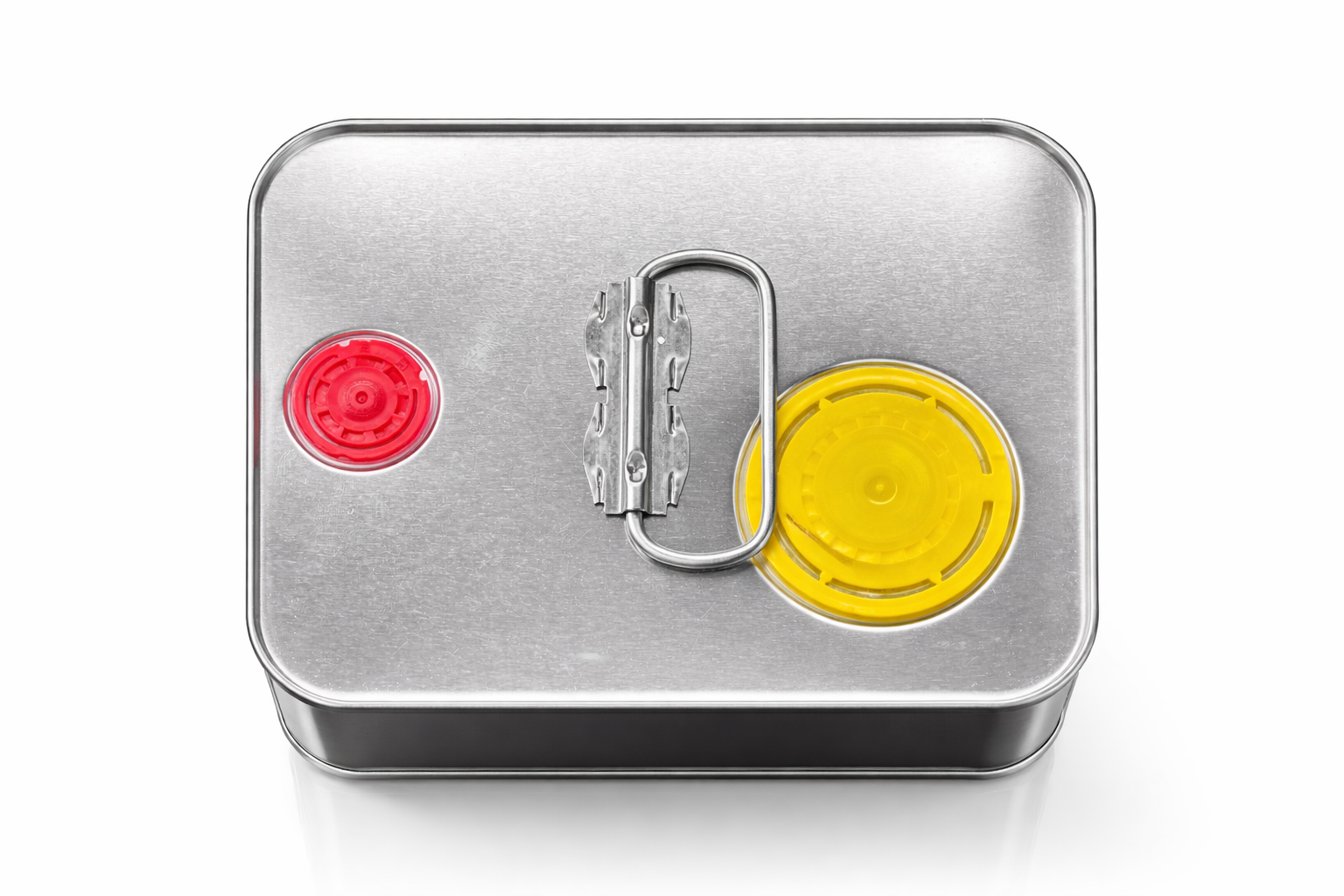 Oberseite vom kaltgepresstes Olivenöl 5L Metallkanister mit Verschluss und Tragegriff