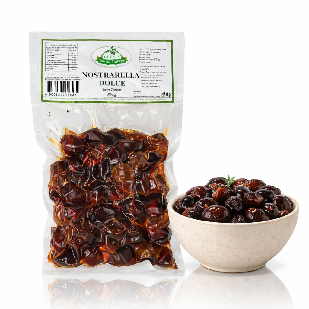 Olive Nostarella Dolce - Süße schwarze Oliven, 300g