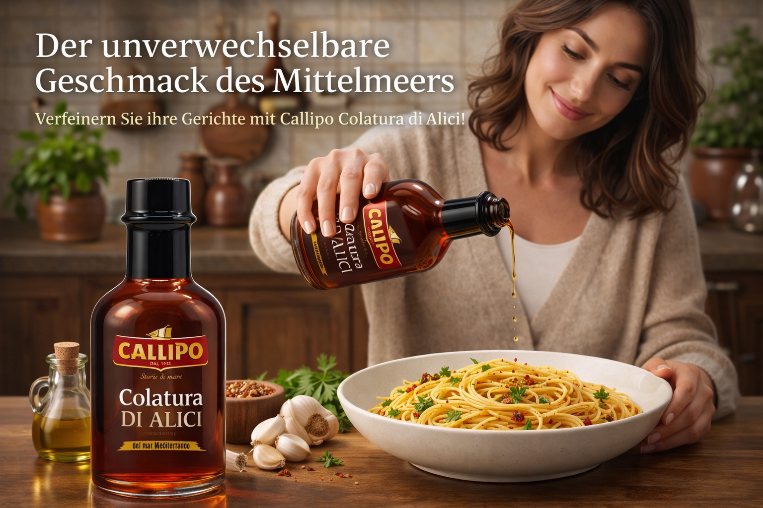 Spaghetti Rezept mit Colatura di Alici – italienische Pasta mit Sardellen Sauce von Callipo, mediterrane Küche online kaufen bei bellaitaliastore.com